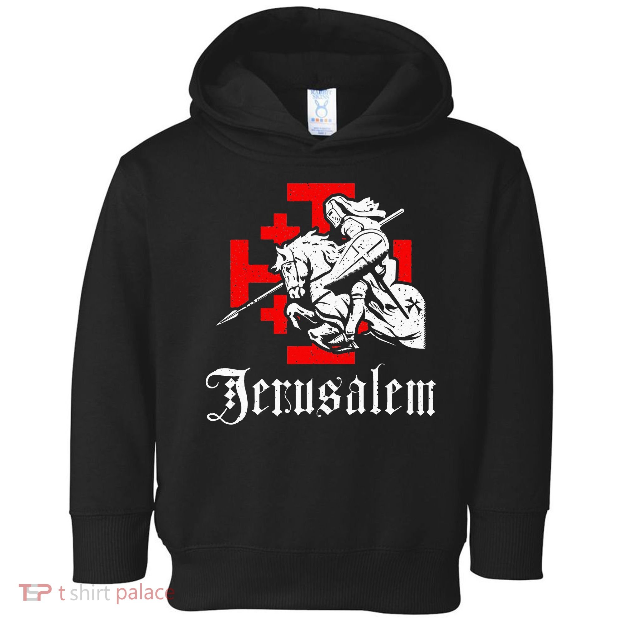 Medieval Templar Knight On War Horse Jerusalem Cross Toddler Hoodie