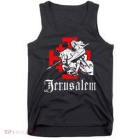 Medieval Templar Knight On War Horse Jerusalem Cross Tank Top thumb 0