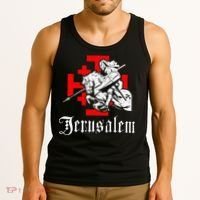 Medieval Templar Knight On War Horse Jerusalem Cross Tank Top thumb 3