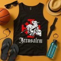 Medieval Templar Knight On War Horse Jerusalem Cross Tank Top thumb 4