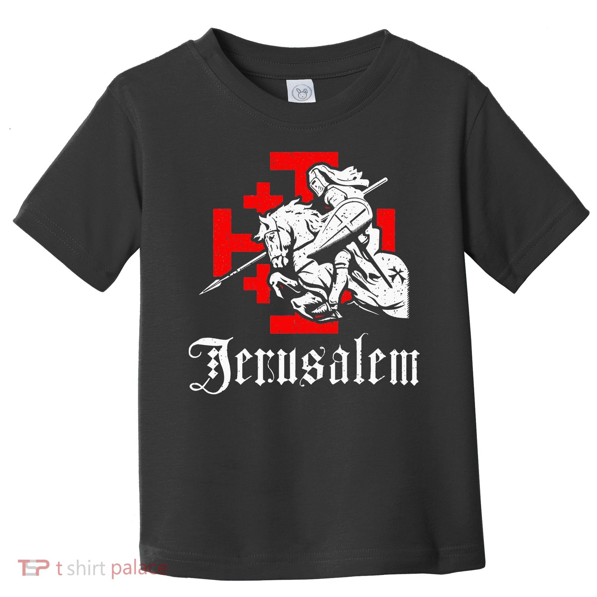 Medieval Templar Knight On War Horse Jerusalem Cross Toddler T-Shirt