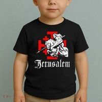 Medieval Templar Knight On War Horse Jerusalem Cross Toddler T-Shirt thumb 2