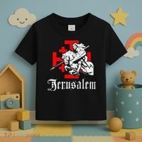 Medieval Templar Knight On War Horse Jerusalem Cross Toddler T-Shirt thumb 3