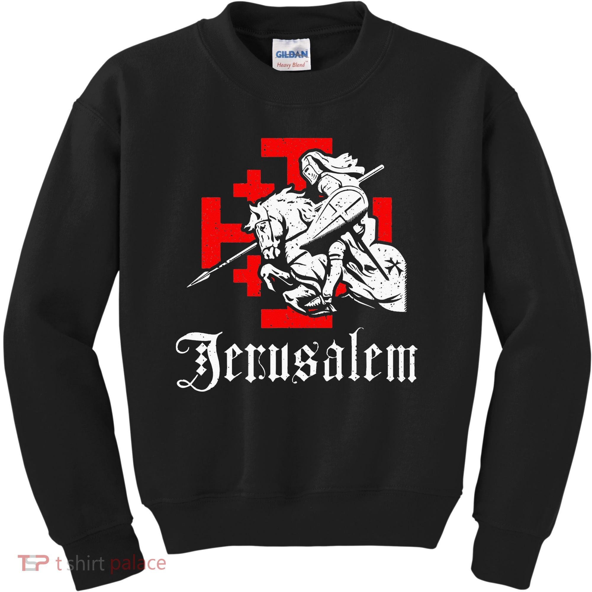 Medieval Templar Knight On War Horse Jerusalem Cross Kids Sweatshirt