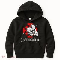 Medieval Templar Knight On War Horse Jerusalem Cross Kids Hoodie thumb 0