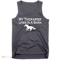 My Therapist Lives In A Barn Horse Lover Tank Top thumb 0