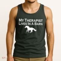My Therapist Lives In A Barn Horse Lover Tank Top thumb 3