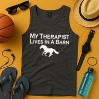 My Therapist Lives In A Barn Horse Lover Tank Top thumb 4