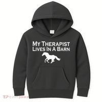 My Therapist Lives In A Barn Horse Lover Kids Hoodie thumb 0