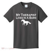 My Therapist Lives In A Barn Horse Lover Kids T-Shirt thumb 0