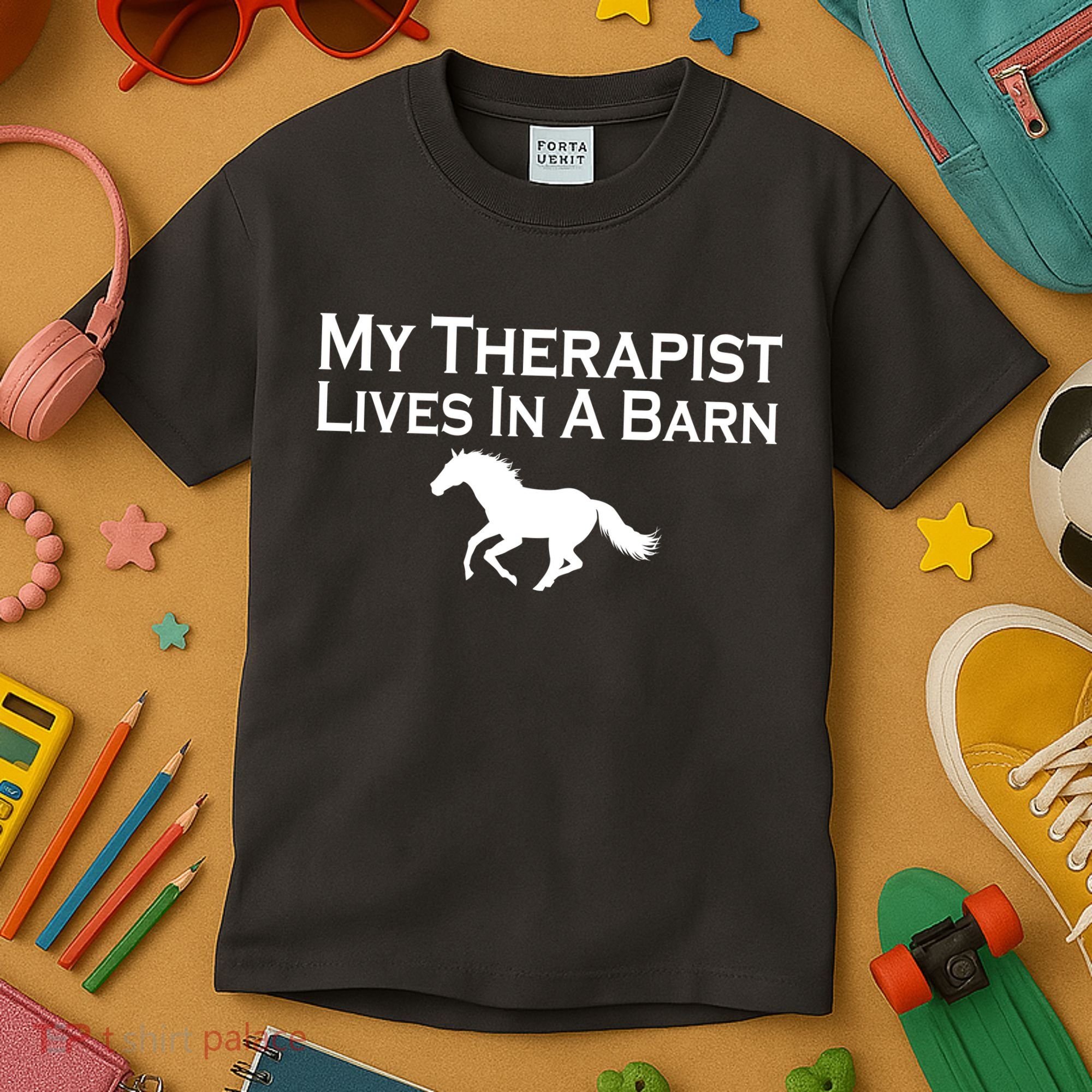 My Therapist Lives In A Barn Horse Lover Kids T-Shirt