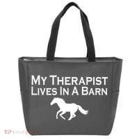 My Therapist Lives In A Barn Horse Lover Tote Bag thumb 0