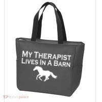 My Therapist Lives In A Barn Horse Lover Tote Bag thumb 3