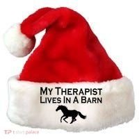 My Therapist Lives In A Barn Horse Lover Santa Hat thumb 0