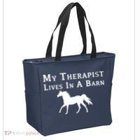 My Therapist Live In A Barn Funny Horse Tote Bag thumb 2