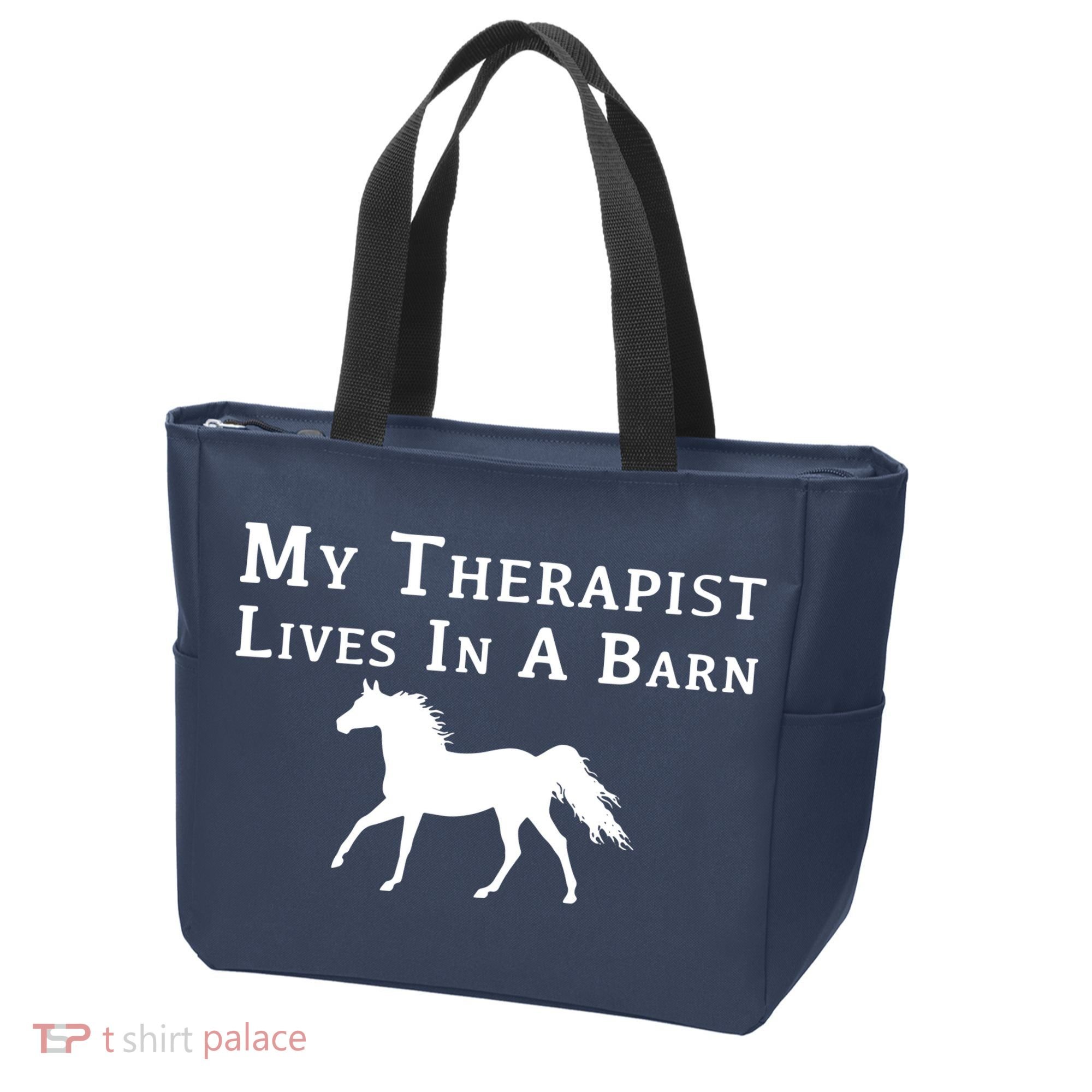 My Therapist Live In A Barn Funny Horse Tote Bag