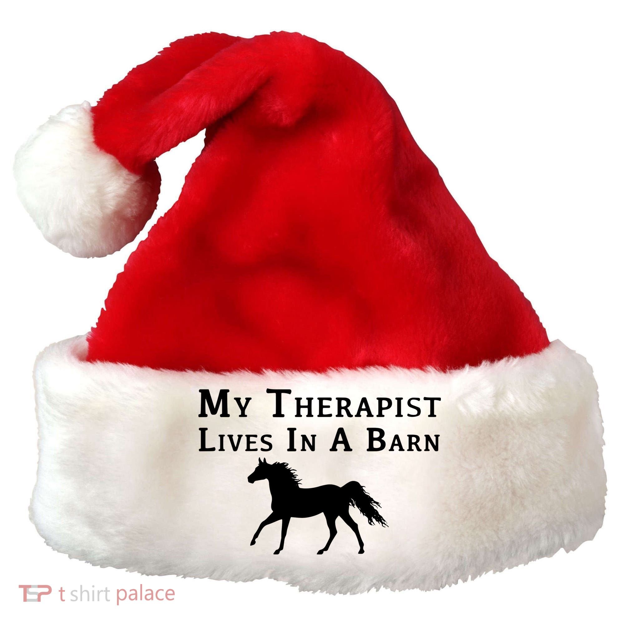 My Therapist Live In A Barn Funny Horse Santa Hat