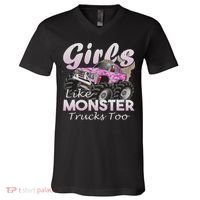 Monster Truck Like Monsters Too Birthday Gift V-Neck T-Shirt thumb 0