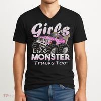 Monster Truck Like Monsters Too Birthday Gift V-Neck T-Shirt thumb 2
