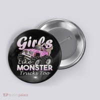 Monster Truck Like Monsters Too Birthday Gift Button thumb 0
