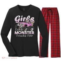 Monster Truck Like Monsters Too Birthday Gift Women's Long Sleeve Flannel Pajama Set  thumb 0