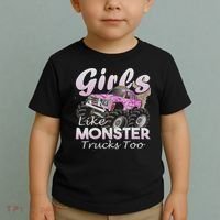 Monster Truck Like Monsters Too Birthday Gift Toddler T-Shirt thumb 2