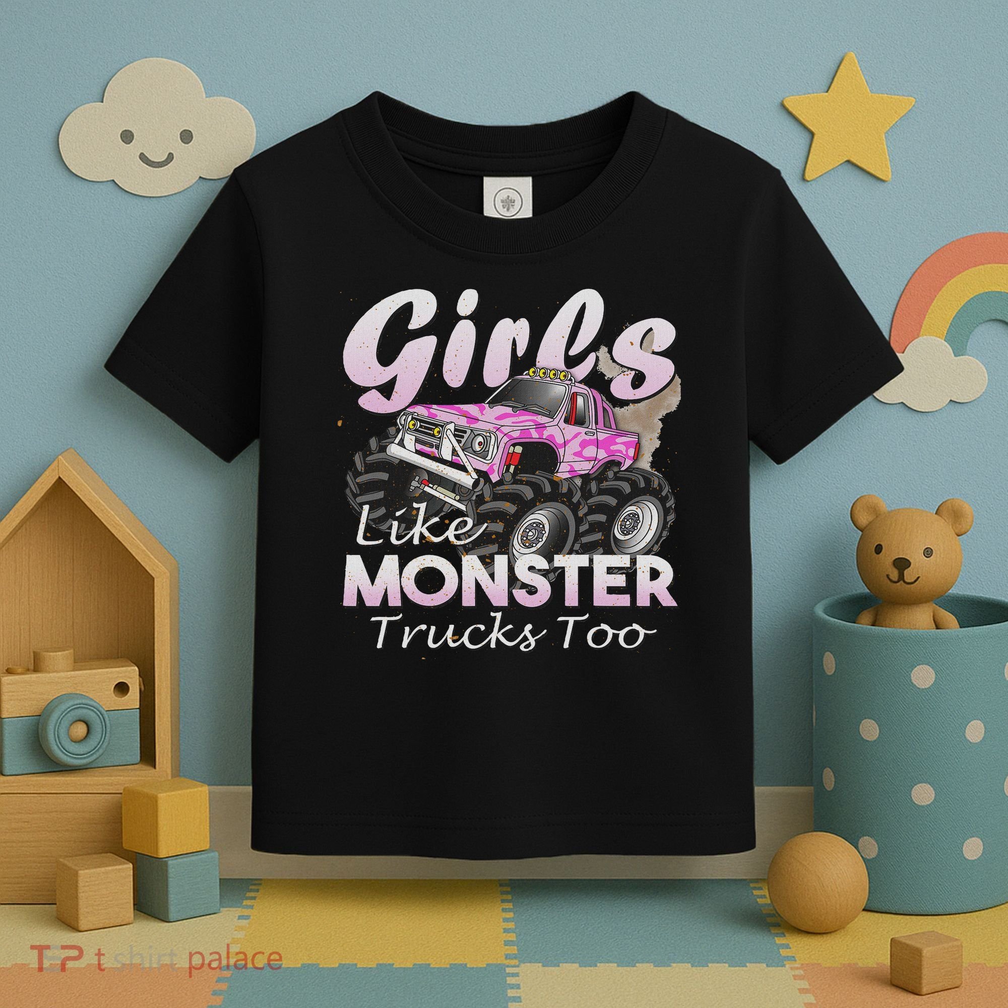 Monster Truck Like Monsters Too Birthday Gift Toddler T-Shirt