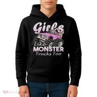 Monster Truck Like Monsters Too Birthday Gift Kids Hoodie thumb 4