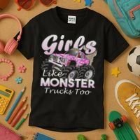 Monster Truck Like Monsters Too Birthday Gift Kids T-Shirt thumb 3