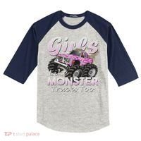 Monster Truck Like Monsters Too Birthday Gift Kids Colorblock Raglan Jersey thumb 0
