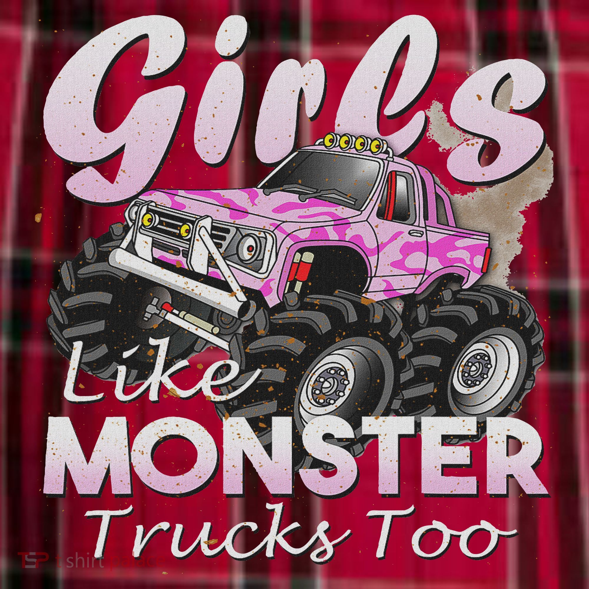 Monster Truck Like Monsters Too Birthday Gift Men's Flannel Plaid Pajama Pants