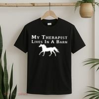 My Therapist Lives In A Barn Horse Equestrian T-Shirt thumb 2