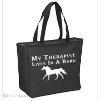 My Therapist Lives In A Barn Horse Equestrian Tote Bag thumb 2