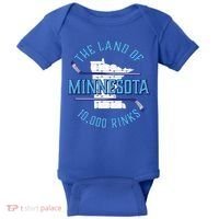 Minnesota The Land Of 10 000 Rinks Cool Gift Hockey Gift Baby Bodysuit thumb 0