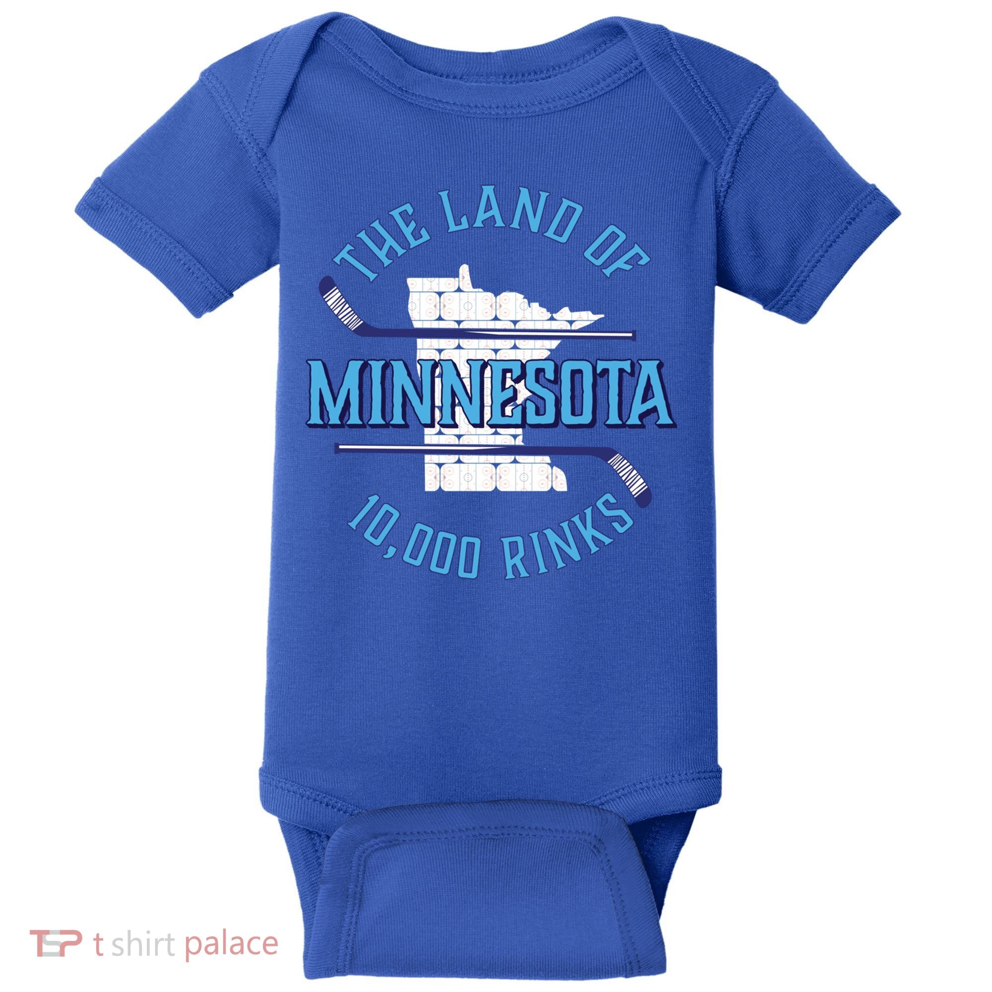 Minnesota The Land Of 10 000 Rinks Cool Gift Hockey Gift Baby Bodysuit