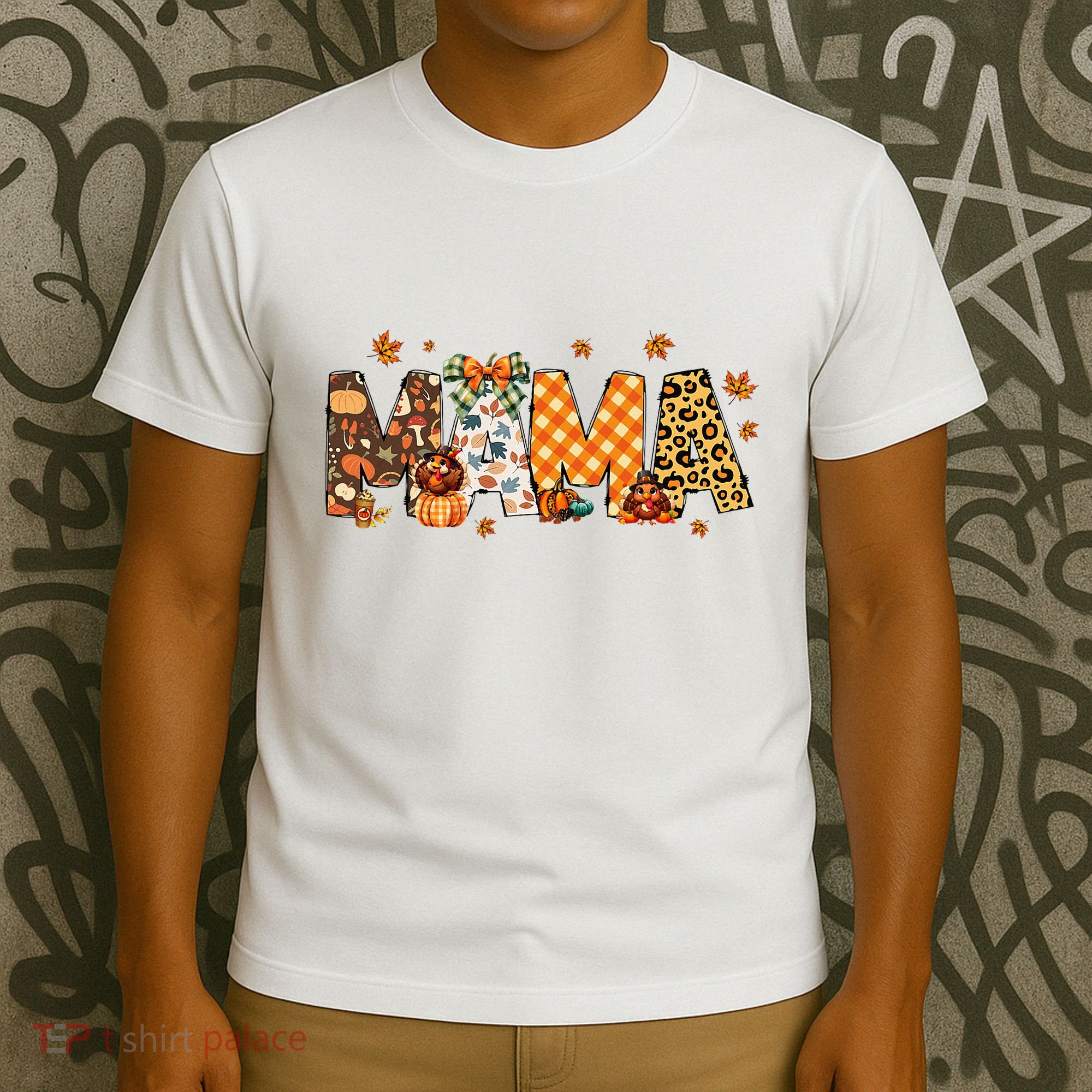 Mama Thanksgiving Mom Fall Pumpkins Season Retro T-Shirt