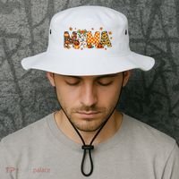 Mama Thanksgiving Mom Fall Pumpkins Season Retro Bucket Hat thumb 2
