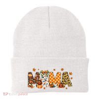 Mama Thanksgiving Mom Fall Pumpkins Season Retro Beanie thumb 0