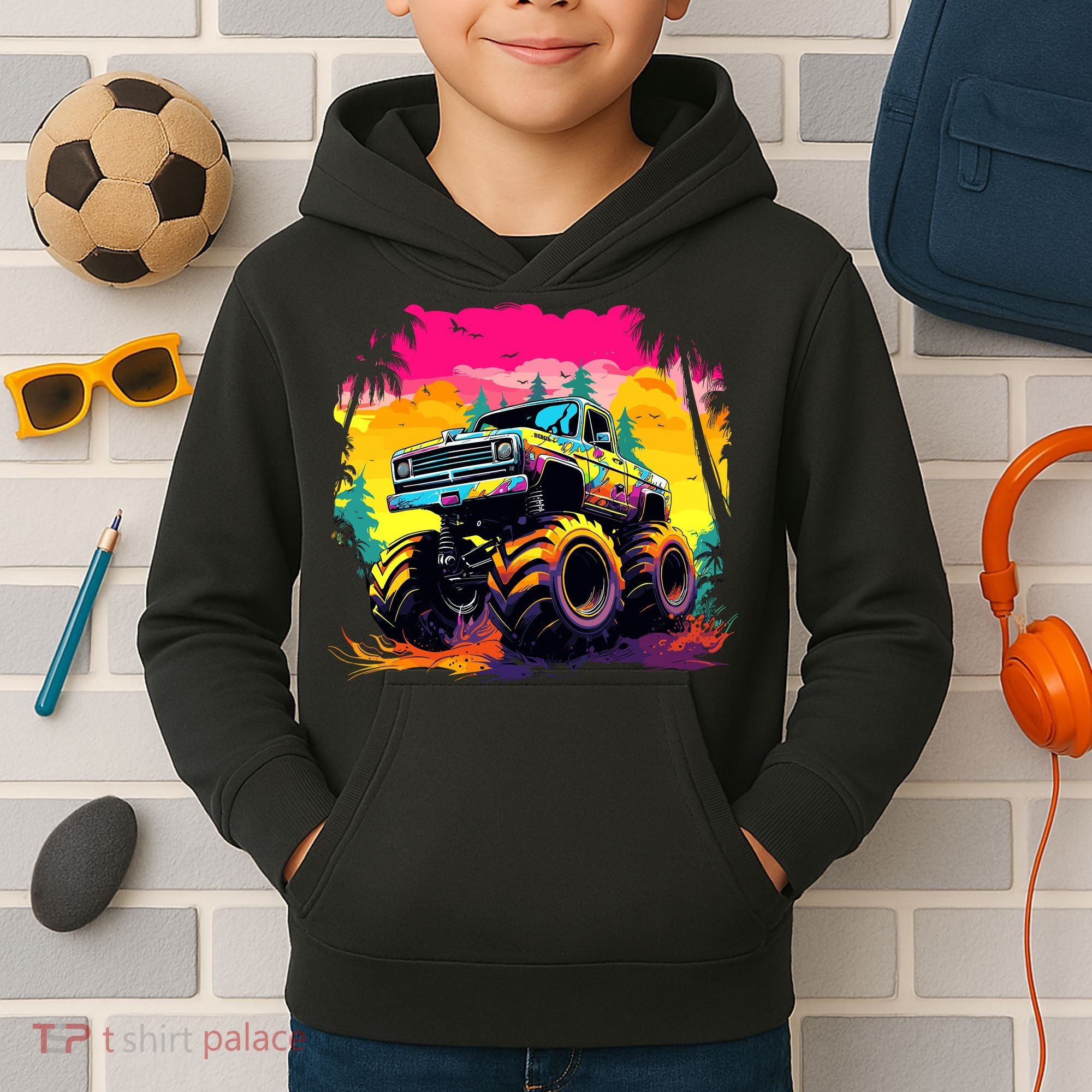 Monster Truck Kids Hoodie