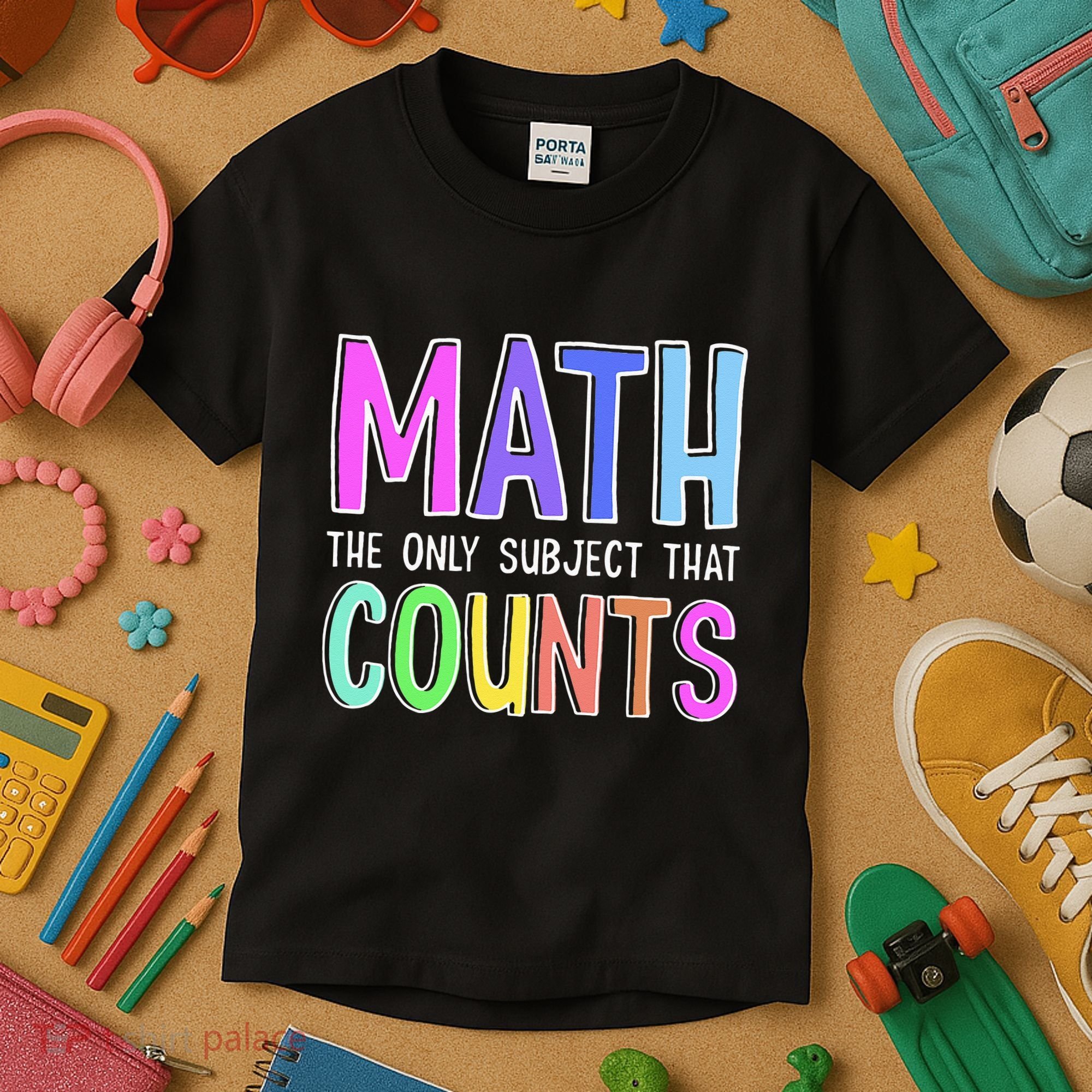 Math The Only Subject That Counts Happy 100 Days Of School Kids T-Shirt