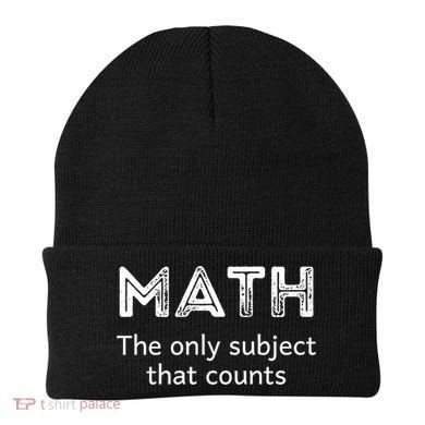 Math The Only Subject That Counts Funny Math Teacher Puns Gift Beanie