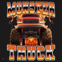 Monster Truck Offroad Flames 90s Bootleg Style Apron thumb 3