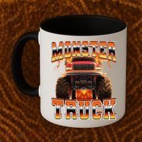 Monster Truck Offroad Flames 90s Bootleg Style Coffee Mug thumb 2