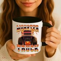 Monster Truck Offroad Flames 90s Bootleg Style Coffee Mug thumb 3