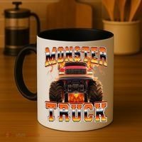 Monster Truck Offroad Flames 90s Bootleg Style Coffee Mug thumb 4