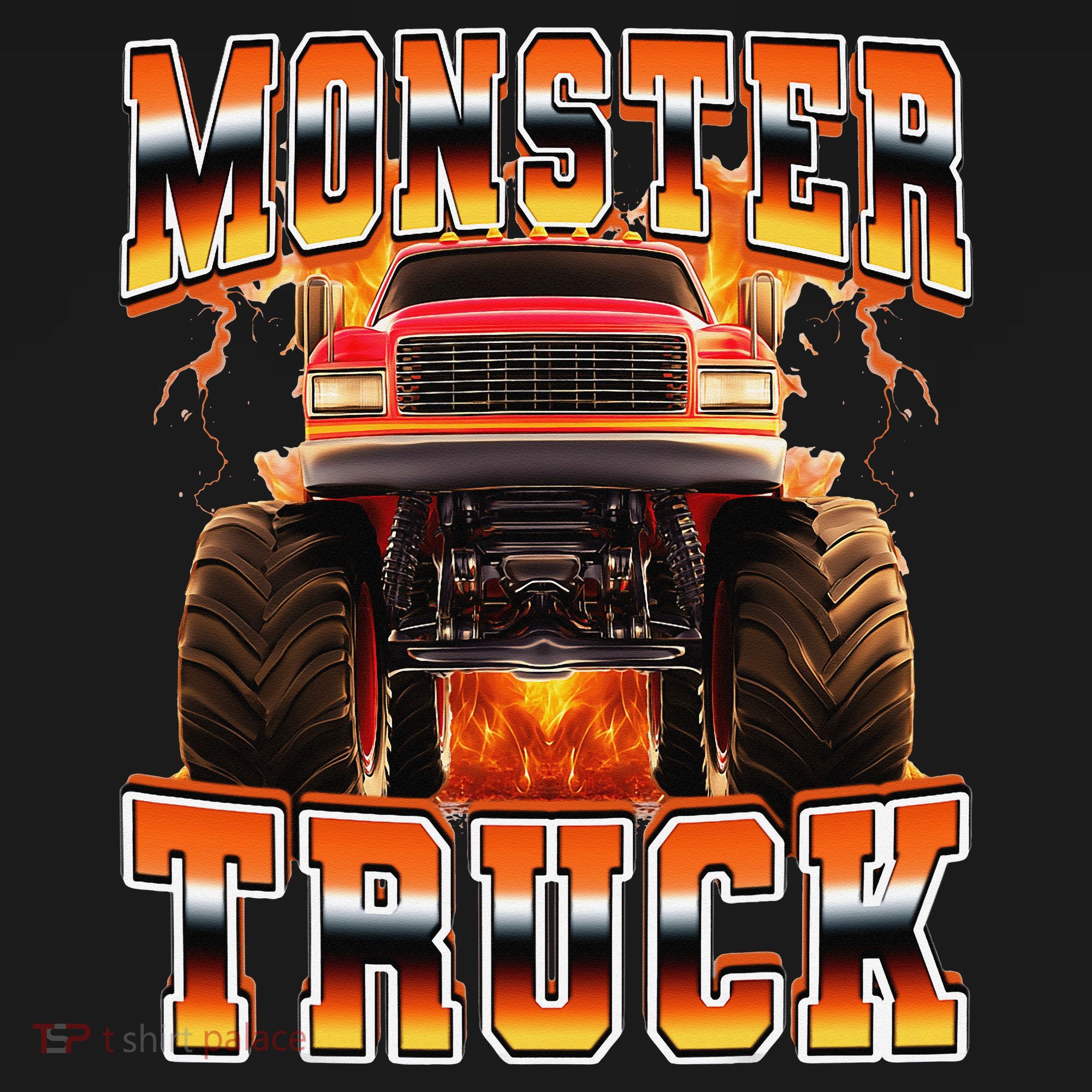 Monster Truck Offroad Flames 90s Bootleg Style Women's Hoodie