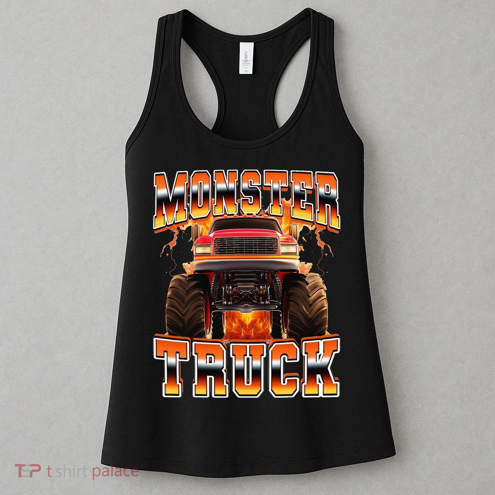 Monster Truck Offroad Flames 90s Bootleg Style Women's Tank Top