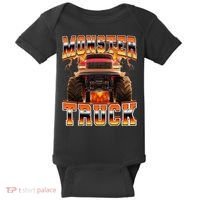 Monster Truck Offroad Flames 90s Bootleg Style Baby Bodysuit thumb 0