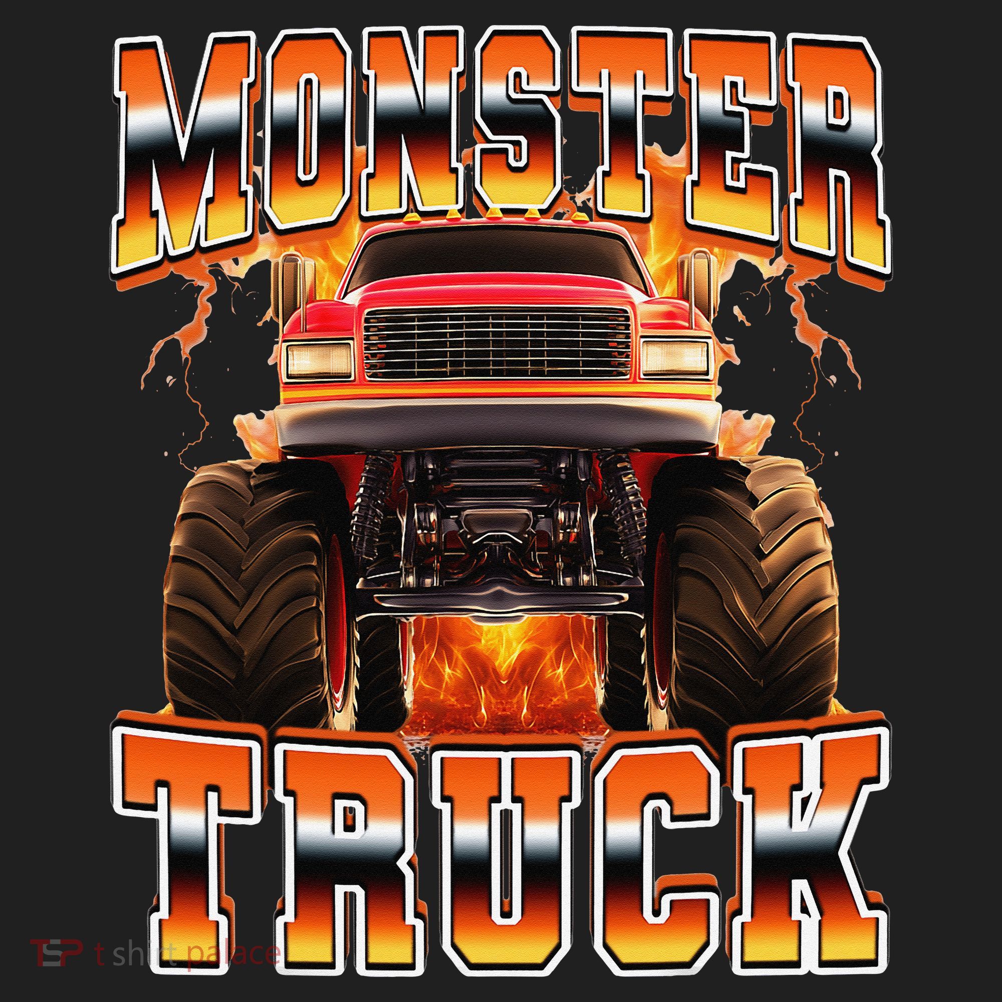 Monster Truck Offroad Flames 90s Bootleg Style Hat