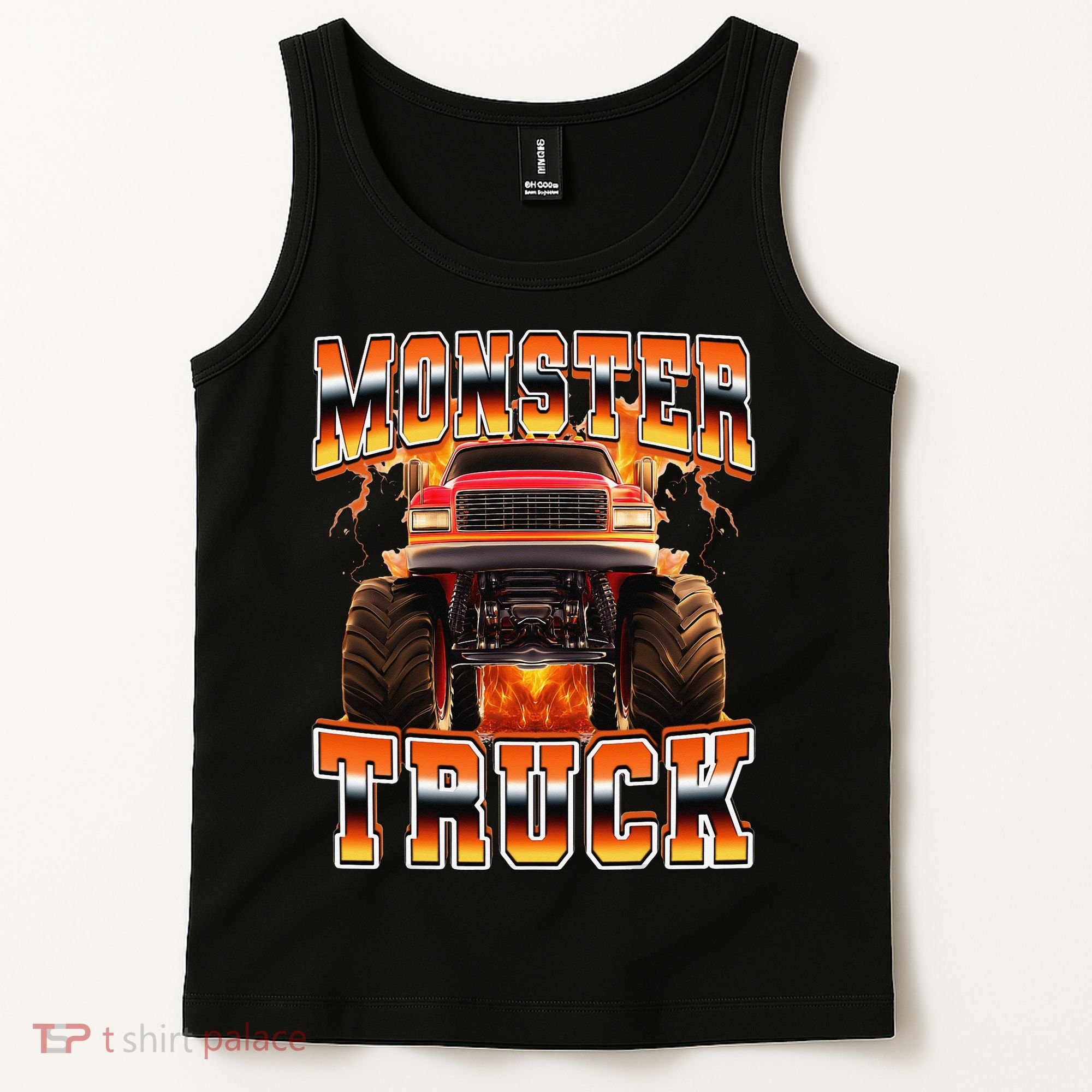 Monster Truck Offroad Flames 90s Bootleg Style Tank Top